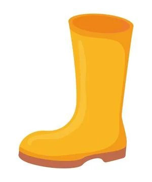 Fall yellow rubber boot or shoe. Gardening rainy cloth concept. イラスト素材