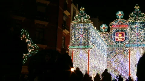 Fallas 2009 of Valencia - Timelapse or time lapse winner of illuminated streets Stock Footage