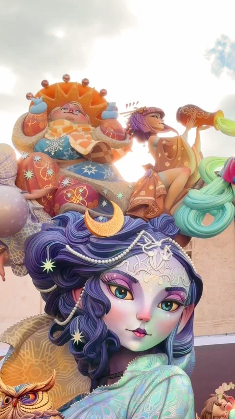 Fallas de Valencia enjoying traditional spring festival celebration Stock Footage 333033236