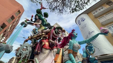 Fallas de Valencia ninots celebrating Valencian culture and tradition 스톡 동영상 334091997
