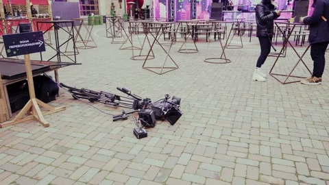 Fallen and broken video camera. Video camera on the floor Stock Footage 171915610