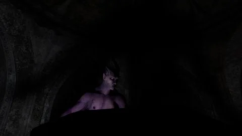 Fallen angel satan in a crypt Ilustración de archivo