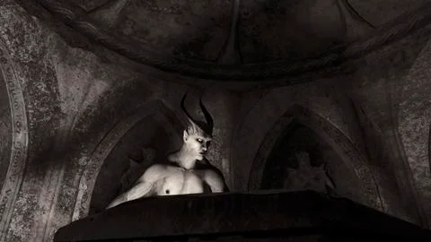 Fallen angel satan in a crypt Ilustración de archivo