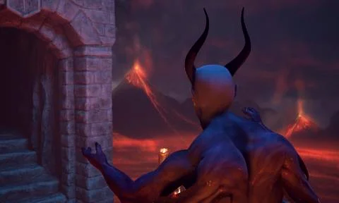 Fallen angel satan in hell イラスト素材