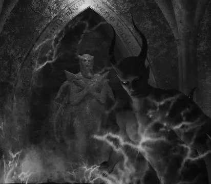 Fallen angel satan in hell Stock Illustration