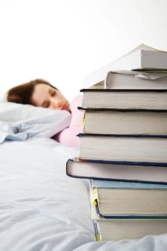 Fallen asleep while studying Stock Photos