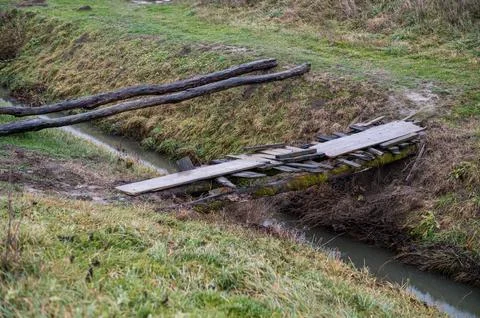 Fallen Bridge, Forgotten Path Stock Photos