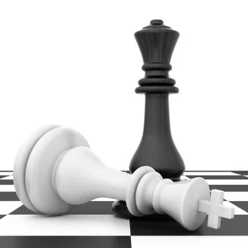The fallen chess piece lying on chessboard Illustrazione stock