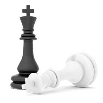 The fallen chess piece lying on white background Illustrazione stock