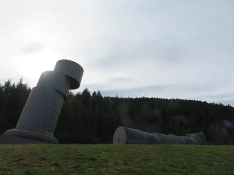 Fallen column of large stone destruction toppled holocaust Stock Photos