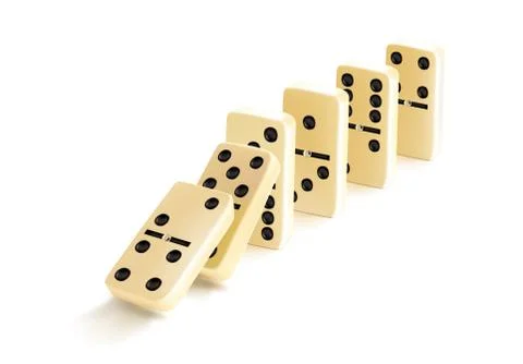 Fallen domino tiles raw. Realistic vector domino effect. Graphic illustration Stock Illustration