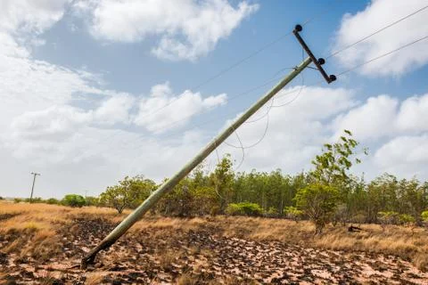 Fallen Electrical Power Pole Stock Photos