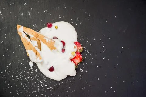 Fallen ice cream Stock Photos