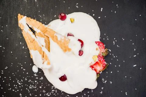 Fallen ice cream Stock Photos