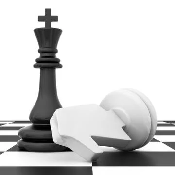 The fallen knight chess piece lying on chessboard Stock Illustration