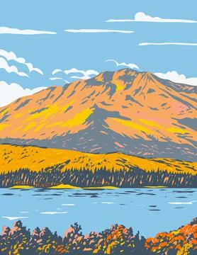 Fallen Leaf Lake During Fall in El Dorado County California USA WPA Poster Ar 스톡 일러스트