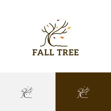 Fallen Leaves Tree Autumn Fall Season Nature Logo Stock Illustration