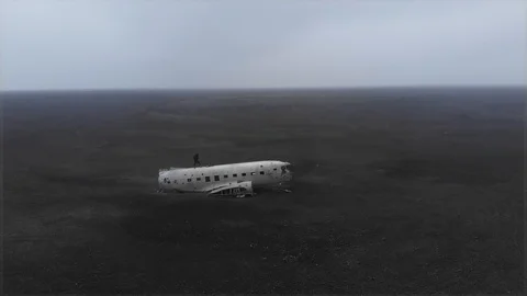 Fallen plane in Iceland. DC-3.	 Stock Footage 119149780