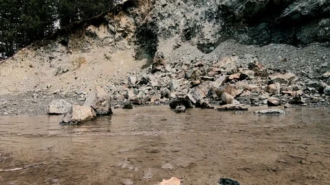 Fallen rocks at some stone quarry Stock Footage 87918085