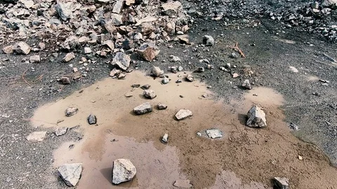 Fallen rocks at some stone quarry Stock Footage 87920612