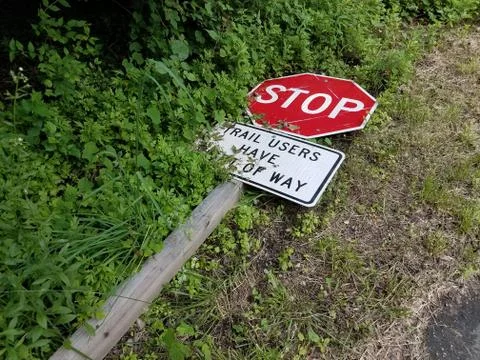 Fallen stop sign Stock Photos