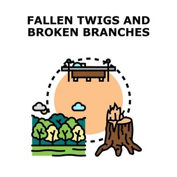 Fallen twigs and broken branches vector concept Stock Illustration