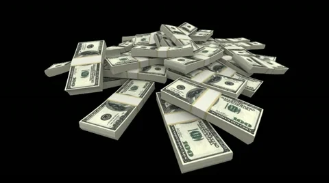 Falling 100 Dollars Packs - USD (with Matte) Video stock 11287783