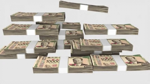 Falling 10000 Yen Notes Japan 스톡 동영상 248535238