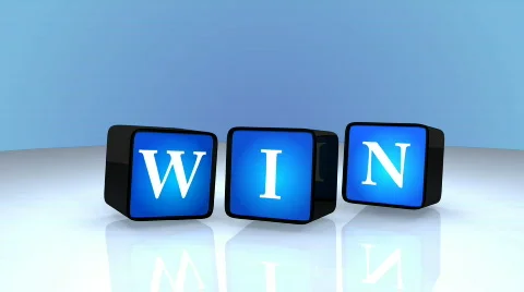 Falling 3d cubes create a WIN word Video stock 398875