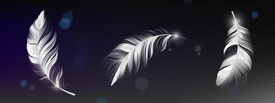 Falling 3d feather collection Stock Illustration