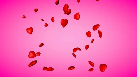 Falling 3D heart from upside Valentines Day Background, 스톡 동영상 100421333