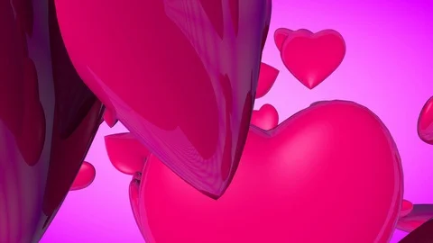Falling 3D heart from upside Valentines Day Background, 스톡 동영상 100454528