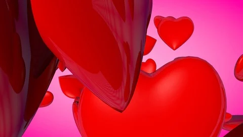 Falling 3D heart from upside Valentines Day Background, Stock Footage 100454596