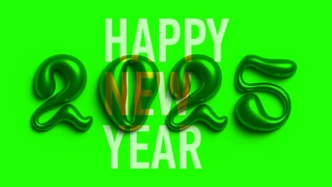 Falling 3D liquid numbers 2025, white text Happy New Year Stock-Footage 293617492