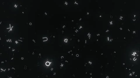 Falling abstract glowing letters. Alphabet symbols background. Seamless loop Stock Footage 339302764