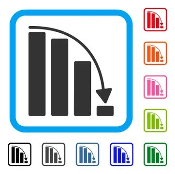 Falling Acceleration Bar Chart Framed Icon Stockillustratie