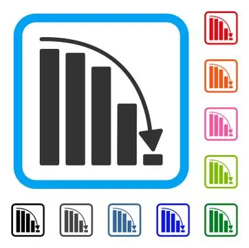Falling Acceleration Chart Framed Icon Stock Illustration