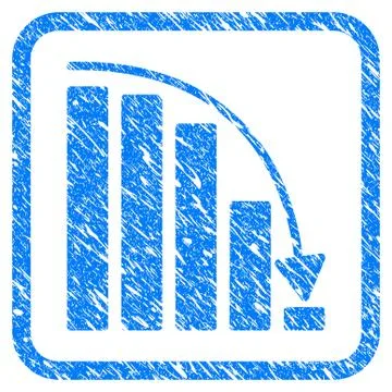 Falling Acceleration Chart Framed Stamp Stock Illustration