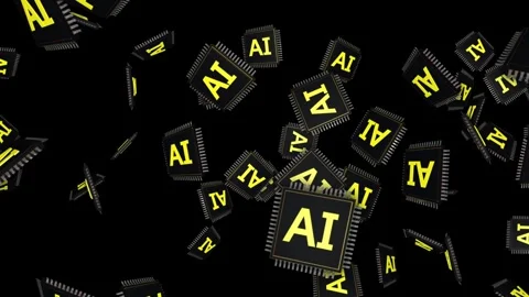 Falling AI Microchips Animation with Alpha Matte, Looped 库存影片 282753087