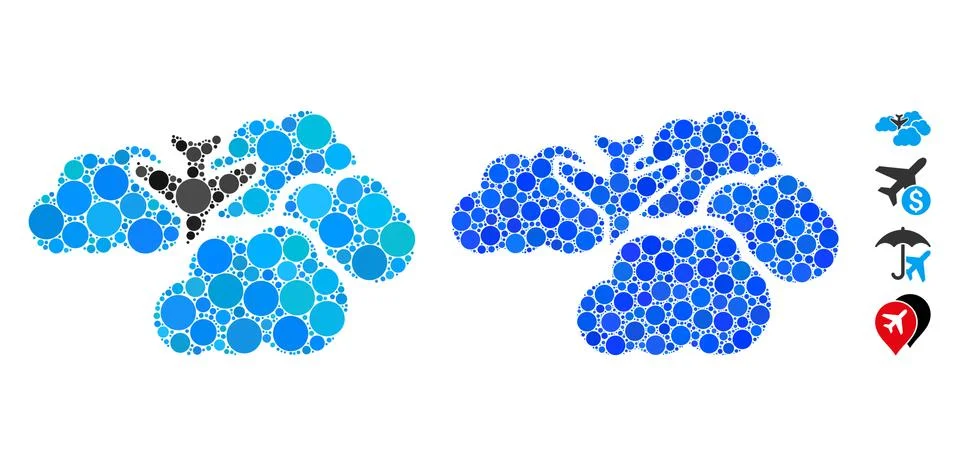 Falling Airplane in Clouds Composition Icon of Circles Illustrazione stock