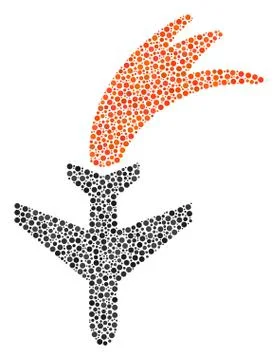 Falling Airplane Collage of Small Circles Stock Illustration