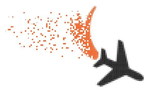 Falling Airplane Damaged Pixel Icon Stock Illustration