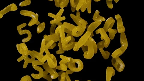 Falling Alphabet Letter and Number Pasta Slow Motion 1500fps Black Background Stock Footage 119359487