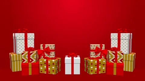 Falling and bounced many gift boxes animation Stock Footage 256067356