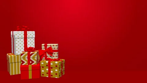 Falling and bounced many gift boxes animation, left side position Stock Footage 256067698