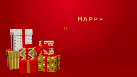 Falling and bounced many gift boxes animation, left , included text Stock Footage 256067703