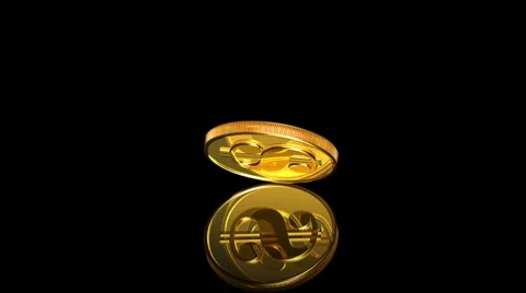 Falling and bouncing dollar gold coin Stock Footage 7768806