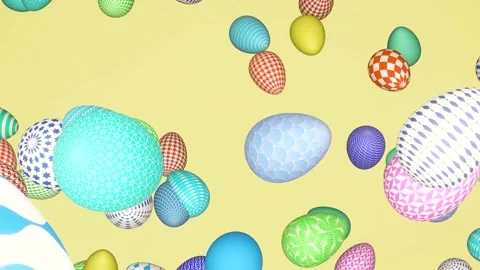 Falling and Bouncing Easter Eggs on yellow Stock Footage 171813424