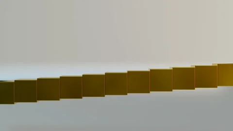 Falling and bouncing rows of golden and silver cubes. abstract animation. 3d ren Stock Footage 158441456