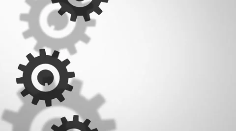 Falling and rotating cog wheels on a light background Video stock 48952207